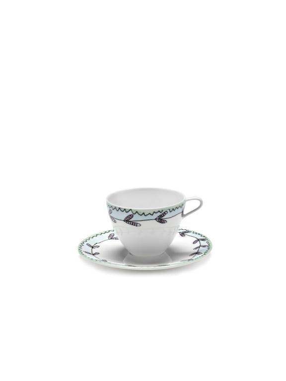 Serax Midnight Flowers Koffiekop hoog met schotel - Blossom Milk