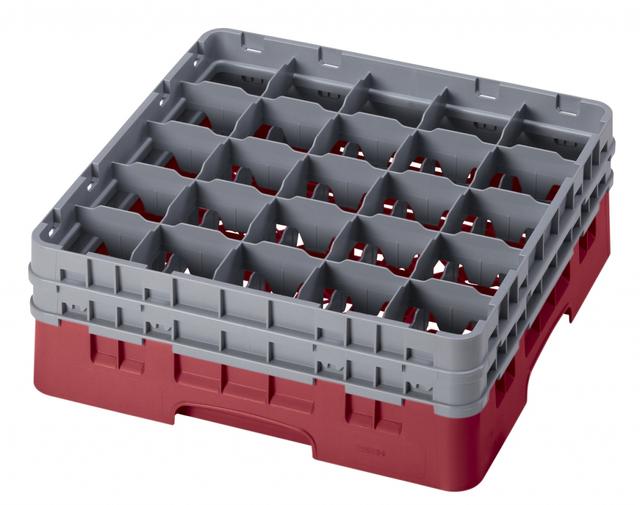 Cambro Voetglazenkorf met 2 opzetstukken - 500x500 H 184mm max 133mm 25 compartimenten - Cranberry