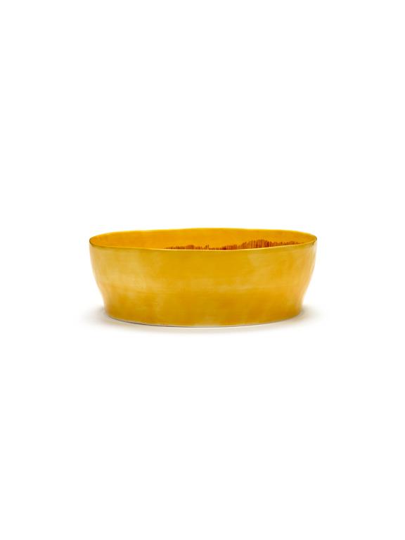 Serax Feast Saladeschaal - 285x285x95mm - Sunny yellow swirl/stripes red