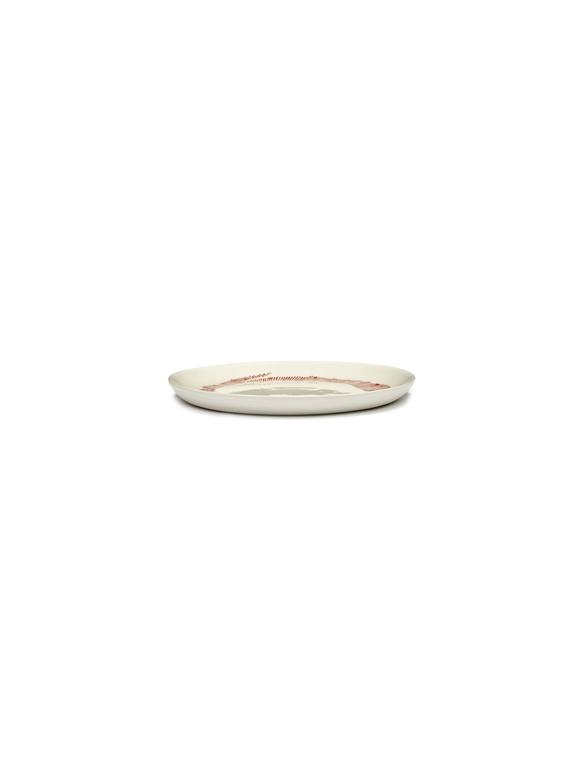 Serax Feast Bord M - Ø225mm - White swirl/stripes red