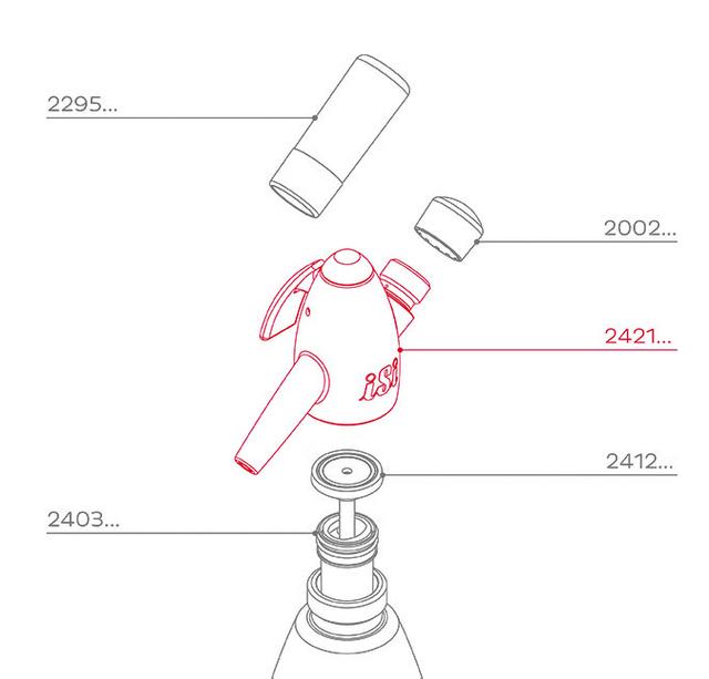 iSi Kopstuk compleet zwart Soda Siphon