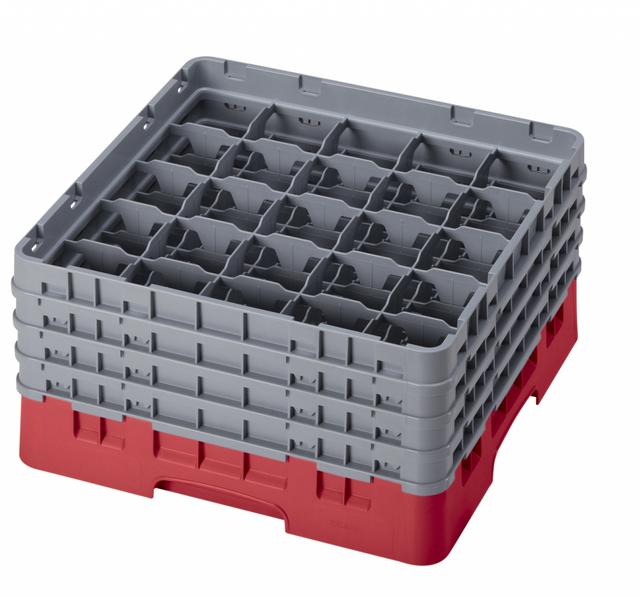 Cambro Voetglazenkorf met 4 opzetstukken - 500x500 H 267mm max 215mm 25 compartimenten - Red