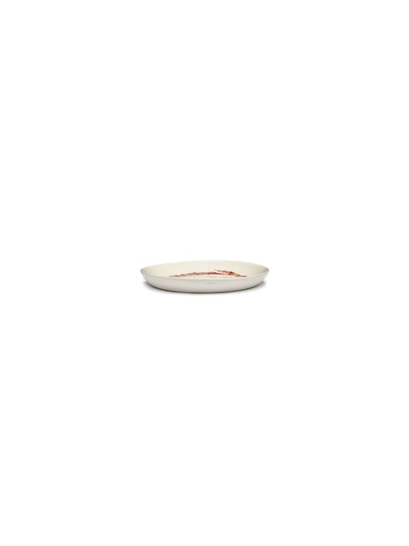 Serax Feast Bord XS - Ø160mm - White swirl/stripes red