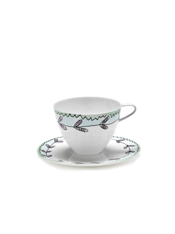 Serax Midnight Flowers Cappuccinokop met schotel - Blossom Milk