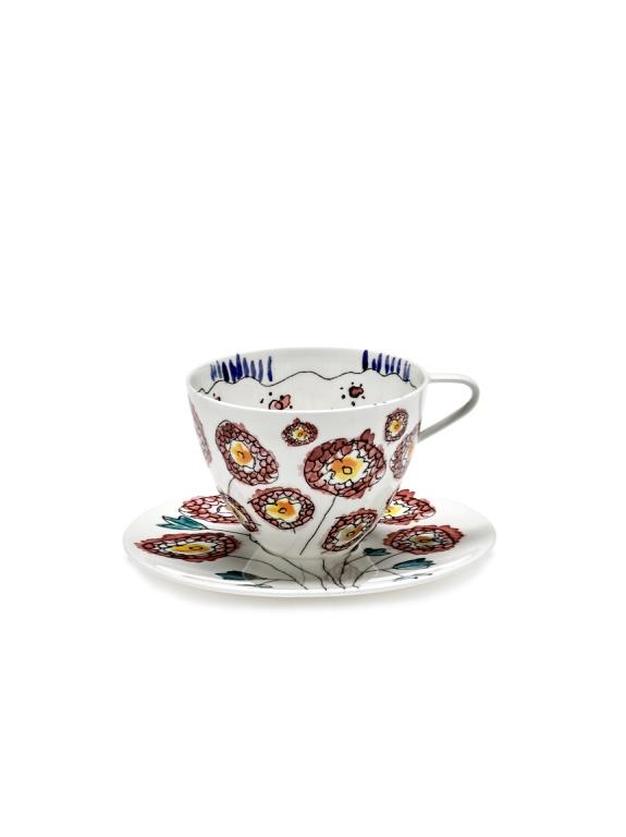 Serax Midnight Flowers Cappuccinokop met schotel - Anemone Milk
