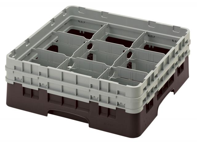 Cambro Voetglazenkorf met 2 opzetstukken - 500x500 H 184mm max 133mm 9 compartimenten - Brown