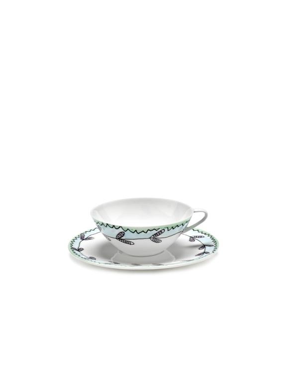Serax Midnight Flowers Koffiekop laag met schotel - Blossom Milk