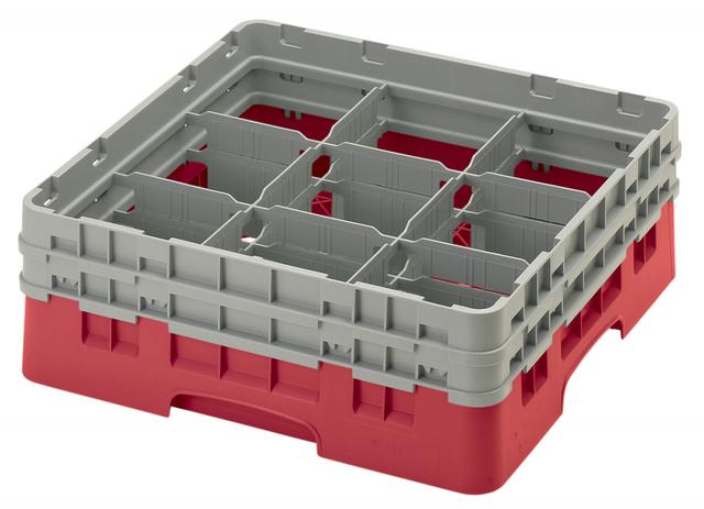 Cambro Voetglazenkorf met 2 opzetstukken - 500x500 H 184mm max 133mm 9 compartimenten - Red