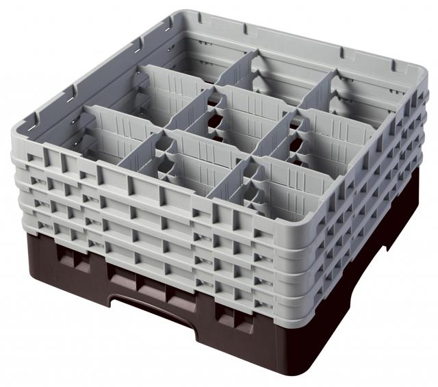 Cambro Voetglazenkorf met 4 opzetstukken - 500x500 H 267mm max 215mm 9 compartimenten - Brown