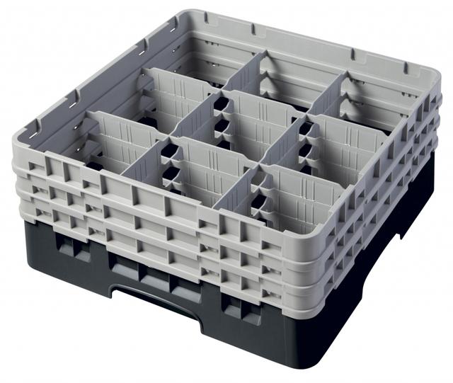 Cambro Voetglazenkorf met 3 opzetstukken - 500x500 H 225mm max 174mm 9 compartimenten - Black