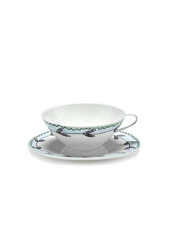 Serax Midnight Flowers Theekop met schotel - Blossom Milk