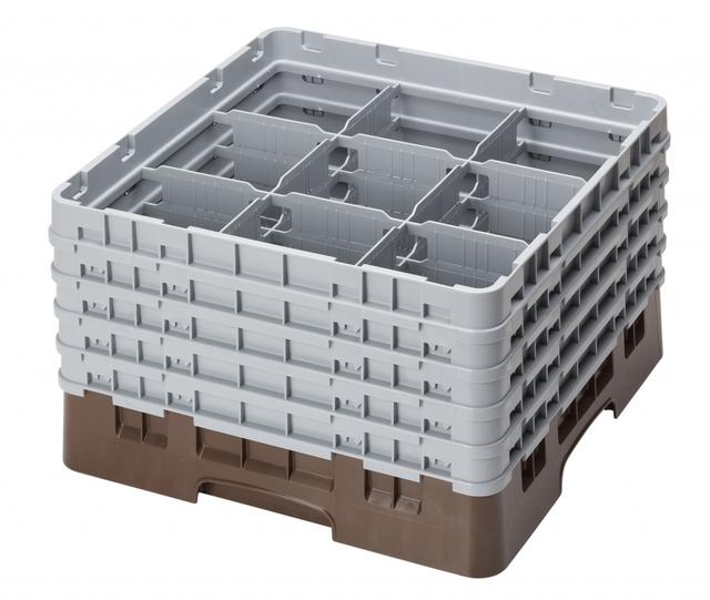 Cambro Voetglazenkorf met 5 opzetstukken - 500x500 H 308mm max 257mm 9 compartimenten - Brown