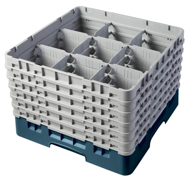 Cambro Voetglazenkorf met 6 opzetstukken - 500x500 H 349mm max 298mm 9 compartimenten - Teal