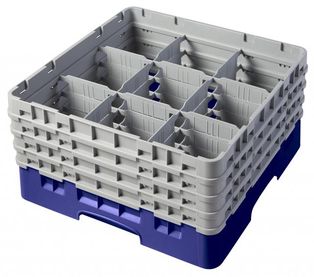 Cambro Voetglazenkorf met 4 opzetstukken - 500x500 H 267mm max 215mm 9 compartimenten - Navy Blue