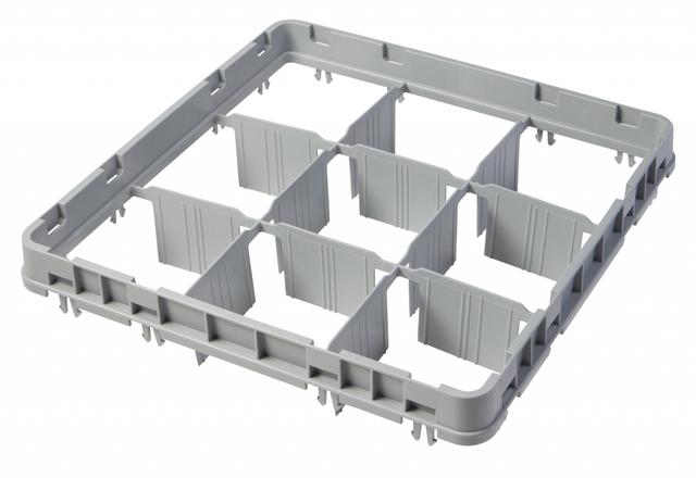 Cambro Opzetstuk full-drop 9 compartimenten - 499x499 H 51mm max 41mm 150x150mm - Soft Gray