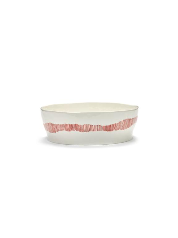 Serax Feast Saladeschaal - 285x285x95mm - White swirl/stripes red