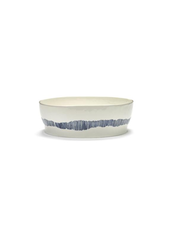 Serax Feast Saladeschaal - 285x285x95mm - White swirl/stripes blue