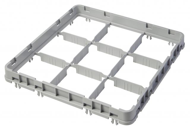 Cambro Opzetstuk half-drop 9 compartimenten - 499x499 H 51mm max 41mm 150x150mm - Soft Gray