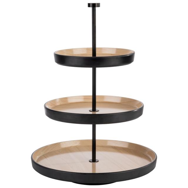 APS Etagère Frida 3-laags - Ø320mm - H 430mm - Zwart/Beige