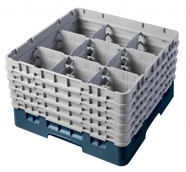 Cambro Voetglazenkorf met 5 opzetstukken - 500x500 H 308mm max 257mm 9 compartimenten - Teal