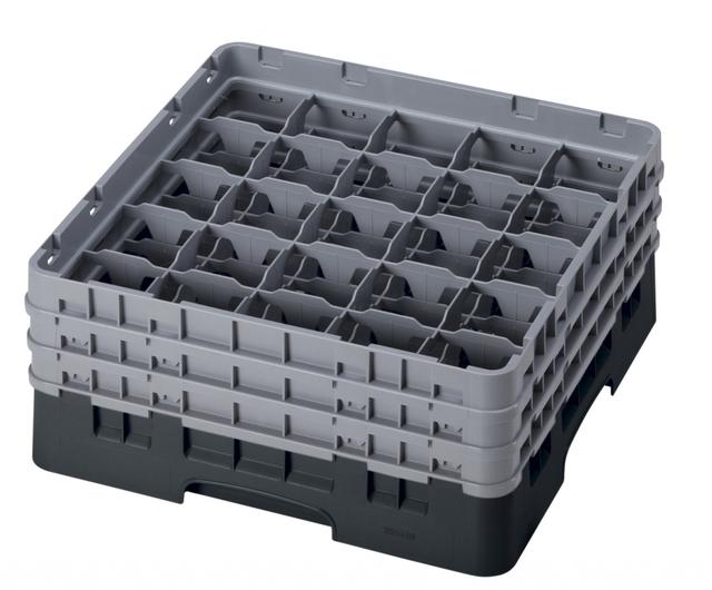 Cambro Voetglazenkorf met 3 opzetstukken - 500x500 H 225mm max 174mm 25 compartimenten - Black