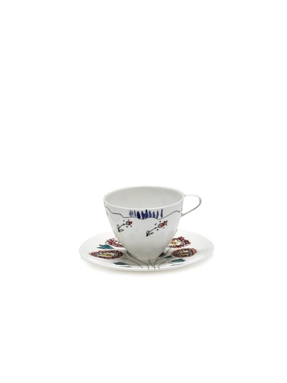 Serax Midnight Flowers Koffiekop hoog met schotel - Anemone Milk