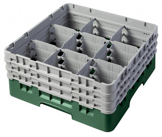 Cambro Voetglazenkorf met 3 opzetstukken - 500x500 H 225mm max 174mm 9 compartimenten - Sherwood Gre