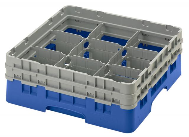 Cambro Voetglazenkorf met 2 opzetstukken - 500x500 H 184mm max 133mm 9 compartimenten - Blue