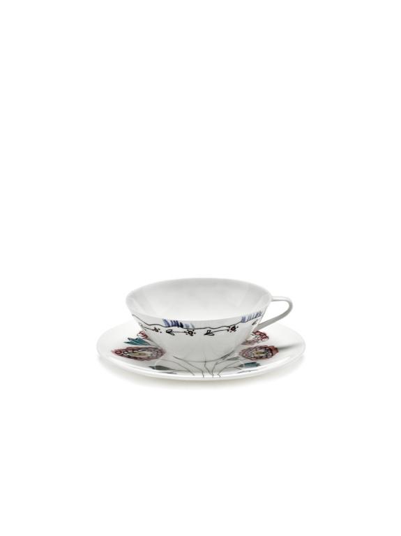 Serax Midnight Flowers Koffiekop laag met schotel - Anemone Milk