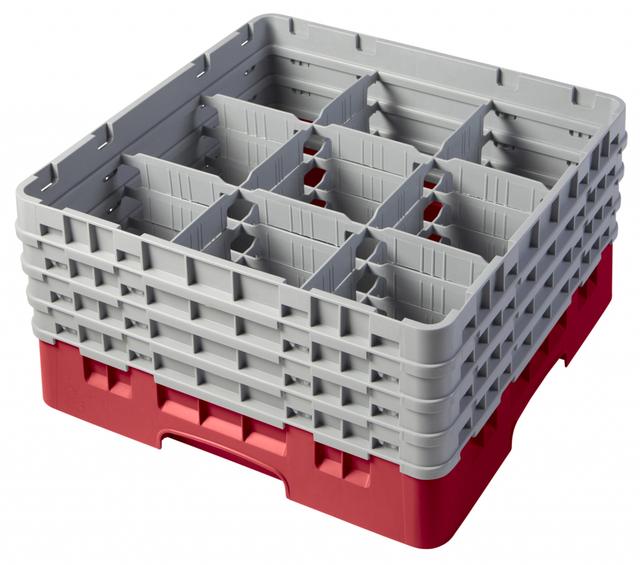 Cambro Voetglazenkorf met 4 opzetstukken - 500x500 H 267mm max 215mm 9 compartimenten - Red