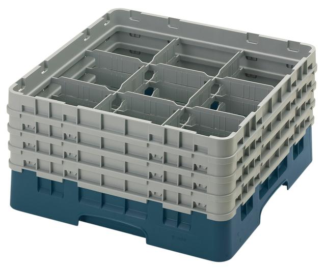 Cambro Voetglazenkorf met 4 opzetstukken - 500x500 H 267mm max 215mm 9 compartimenten - Teal