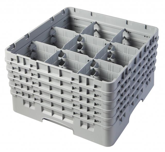 Cambro Voetglazenkorf met 5 opzetstukken - 500x500 H 308mm max 257mm 9 compartimenten - Soft Gray