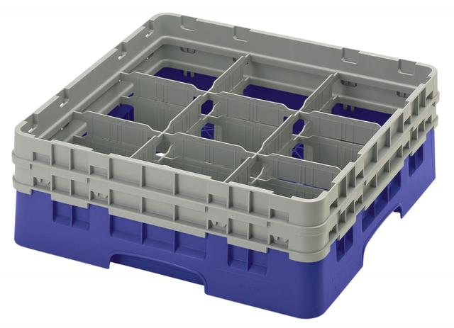 Cambro Voetglazenkorf met 2 opzetstukken - 500x500 H 184mm max 133mm 9 compartimenten - Navy Blue