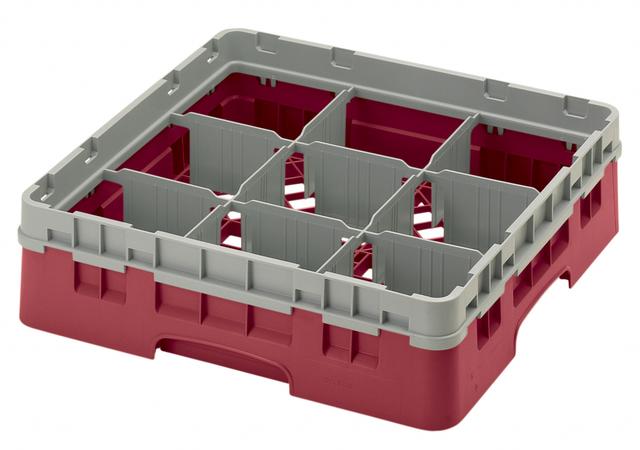 Cambro Voetglazenkorf met 1 opzetstuk - 500x500 H 143mm max 92mm 9 compartimenten - Cranberry